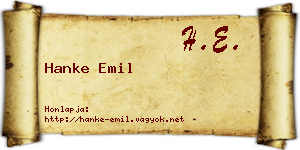 Hanke Emil névjegykártya